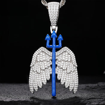 Pendentif trident en émail moissanite phosphorescent et argent sterling