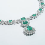 LAB GROWN GREEN EMERALD GEMSTONE AND MOISSANITE DIAMOND NECKLACE IN 14K GOLD