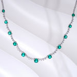 LAB GROWN GREEN EMERALD GEMSTONE AND MOISSANITE DIAMOND NECKLACE IN 14K GOLD