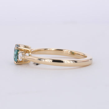 GREEN MOISSANITE THREE STONE RING IN 14K or 18K GOLD RING