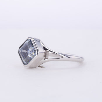GREY ASSCHER CUT MOISSANITE SIGNET RING IN 10K GOLD