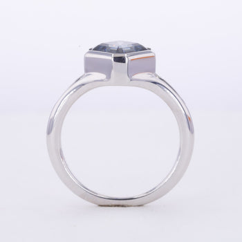 GREY ASSCHER CUT MOISSANITE SIGNET RING IN 10K GOLD