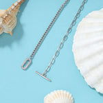 HALF CUBAN LINK HALF PAPERCLIP CHAIN ANKLET IN STERLING SILVER