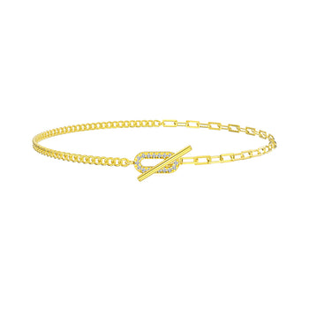 HALF CUBAN LINK HALF PAPERCLIP CHAIN ANKLET IN STERLING SILVER
