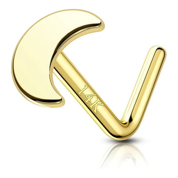 HALF MOON L BEND NOSE RING IN SOLID GOLD