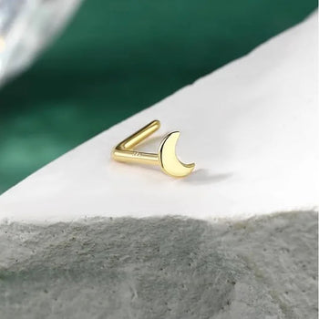 HALF MOON L BEND NOSE RING IN SOLID GOLD