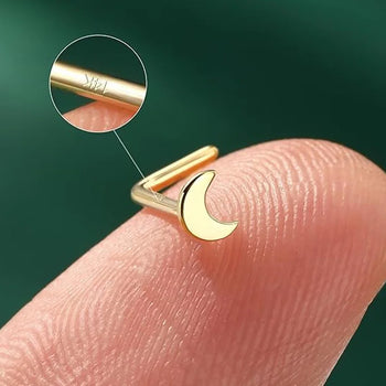 HALF MOON L BEND NOSE RING IN SOLID GOLD