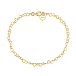HEART LINK CHAIN ANKLET IN STERLING SILVER