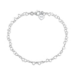 HEART LINK CHAIN ANKLET IN STERLING SILVER