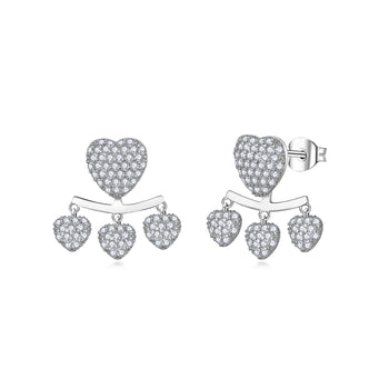 HEART MOISSANITE DANGLE DROP EARRINGS IN STERLING SILVER