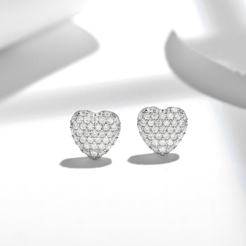 HEART MOISSANITE DANGLE DROP EARRINGS IN STERLING SILVER