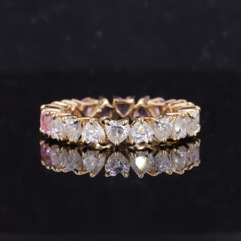 HEART SHAPE SAKURA PINK SAPPHIRE AND MOISSANITE DIAMOND RING IN 14K GOLD
