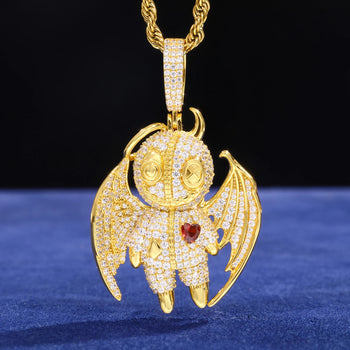 HEAVEN & HELL MOISSANITE ANGEL DEVIL PENDANT IN STERLING SILVER