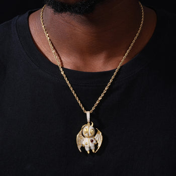 HEAVEN & HELL MOISSANITE ANGEL DEVIL PENDANT IN STERLING SILVER