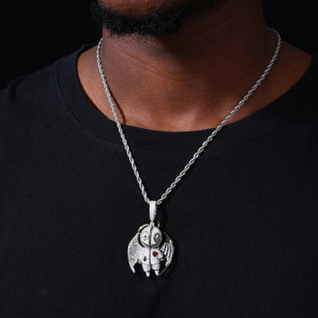 HEAVEN & HELL MOISSANITE ANGEL DEVIL PENDANT IN STERLING SILVER