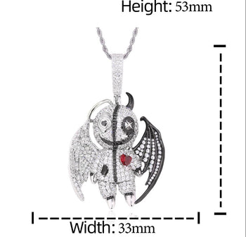 HEAVEN & HELL MOISSANITE ANGEL DEVIL PENDANT IN STERLING SILVER
