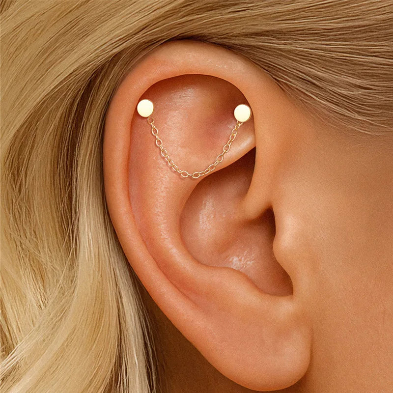 EAR PIERCING CHAIN IN SOLID GOLD