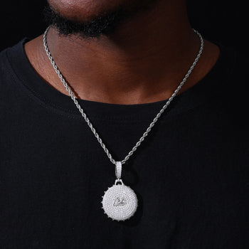MOISSANITE BOTTLE CAP DRIP PENDANT IN STERLING SILVER