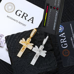 ICED OUT MOISSANITE ANGEL CROSS PENDANT IN STERLING SILVER