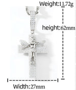 ICED OUT MOISSANITE ANGEL CROSS PENDANT IN STERLING SILVER