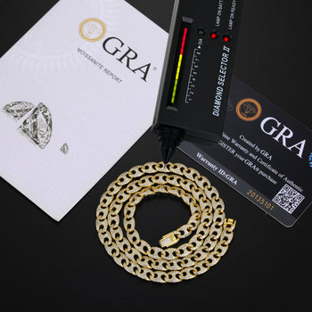 CHAÎNE/BRACELET À MAILLES BOUTON EN ARGENT MASSIF ORNÉ DE MOISSANITE