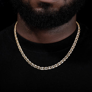 CHAÎNE/BRACELET À MAILLES BOUTON EN ARGENT MASSIF ORNÉ DE MOISSANITE