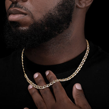 CHAÎNE/BRACELET À MAILLES BOUTON EN ARGENT MASSIF ORNÉ DE MOISSANITE