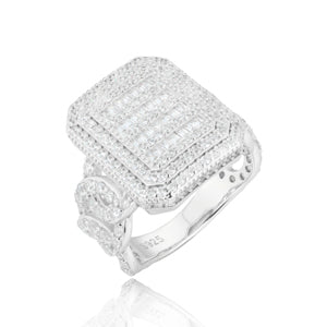 Bague cubaine latérale en moissanite et argent sterling 