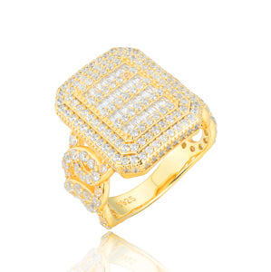 Bague cubaine latérale en moissanite et argent sterling 