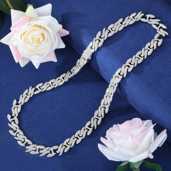 BRACELET ET COLLIER EN ARGENT MASSIF ET MISSANITE H À MAILLE INFINIE 