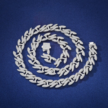 BRACELET ET COLLIER EN ARGENT MASSIF ET MISSANITE H À MAILLE INFINIE 