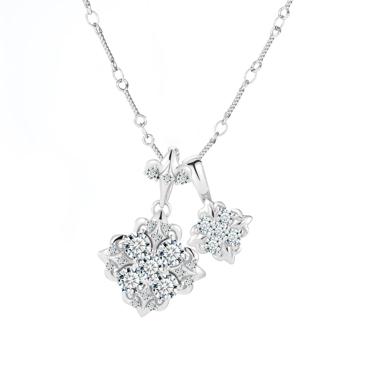 ICED OUT MOISSANITE DIAMOND IRIS PENDANT IN STERLING SILVER