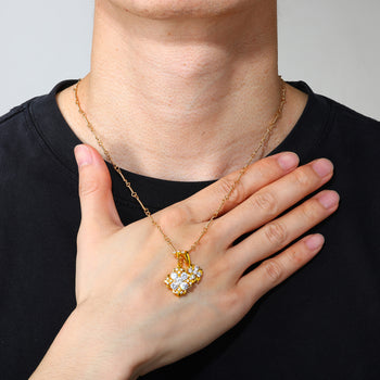 Pendentif iris en moissanite serti de diamants et monté sur argent sterling 