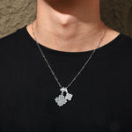 ICED OUT MOISSANITE DIAMOND IRIS PENDANT IN STERLING SILVER