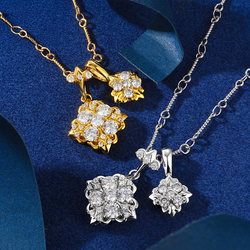ICED OUT MOISSANITE DIAMOND IRIS PENDANT IN STERLING SILVER