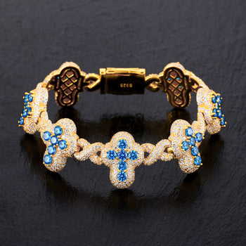 ICED OUT MOISSANITE INFINITE CROSS BRACELET IN STERLING SILVER