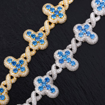 ICED OUT MOISSANITE INFINITE CROSS BRACELET IN STERLING SILVER