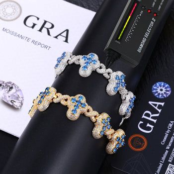 ICED OUT MOISSANITE INFINITE CROSS BRACELET IN STERLING SILVER