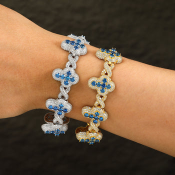 ICED OUT MOISSANITE INFINITE CROSS BRACELET IN STERLING SILVER