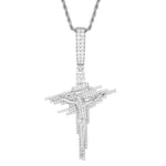 ICED OUT MOISSANITE JESUS CROSS PENDANT IN STERLING SILVER