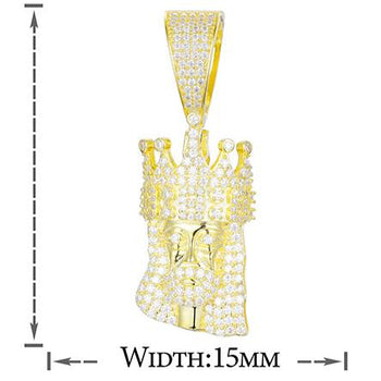 Pendentif croix en moissanite représentant le roi Jésus, en argent sterling