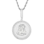 ICED OUT MOISSANITE JESUS TAG PENDANT IN STERLING SILVER