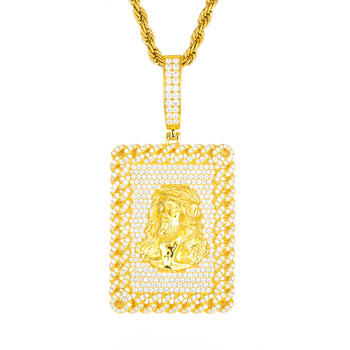 Jesus-Anhänger aus Sterlingsilber mit Moissanit-Verzierung 