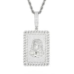 ICED OUT MOISSANITE JESUS TAG PENDANT IN STERLING SILVER