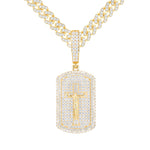 ICED OUT MOISSANITE JESUS TAG PENDANT IN STERLING SILVER