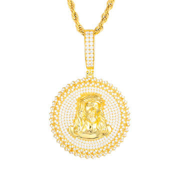 Jesus-Anhänger aus Sterlingsilber mit Moissanit-Verzierung 