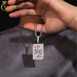 ICED OUT MOISSANITE KING POKER PENDANT IN STERLING SILVER