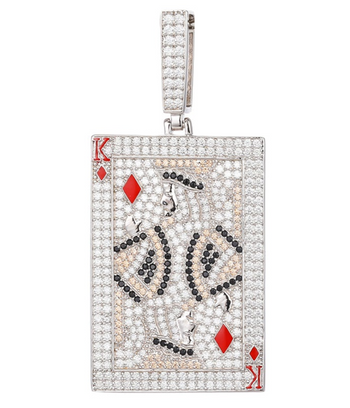 ICED OUT MOISSANITE KING POKER PENDANT IN STERLING SILVER