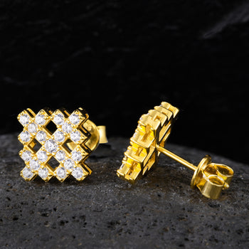 Boucles d'oreilles flocon de neige en moissanite glacée et argent sterling