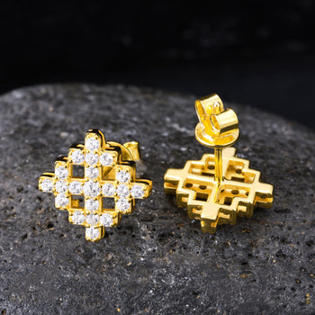 Boucles d'oreilles flocon de neige en moissanite glacée et argent sterling